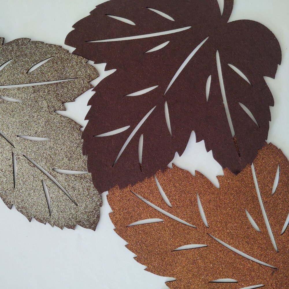 Shimmery 🍁LEAVES~Trio: Place-Settings~ Silver, Copper, Brown